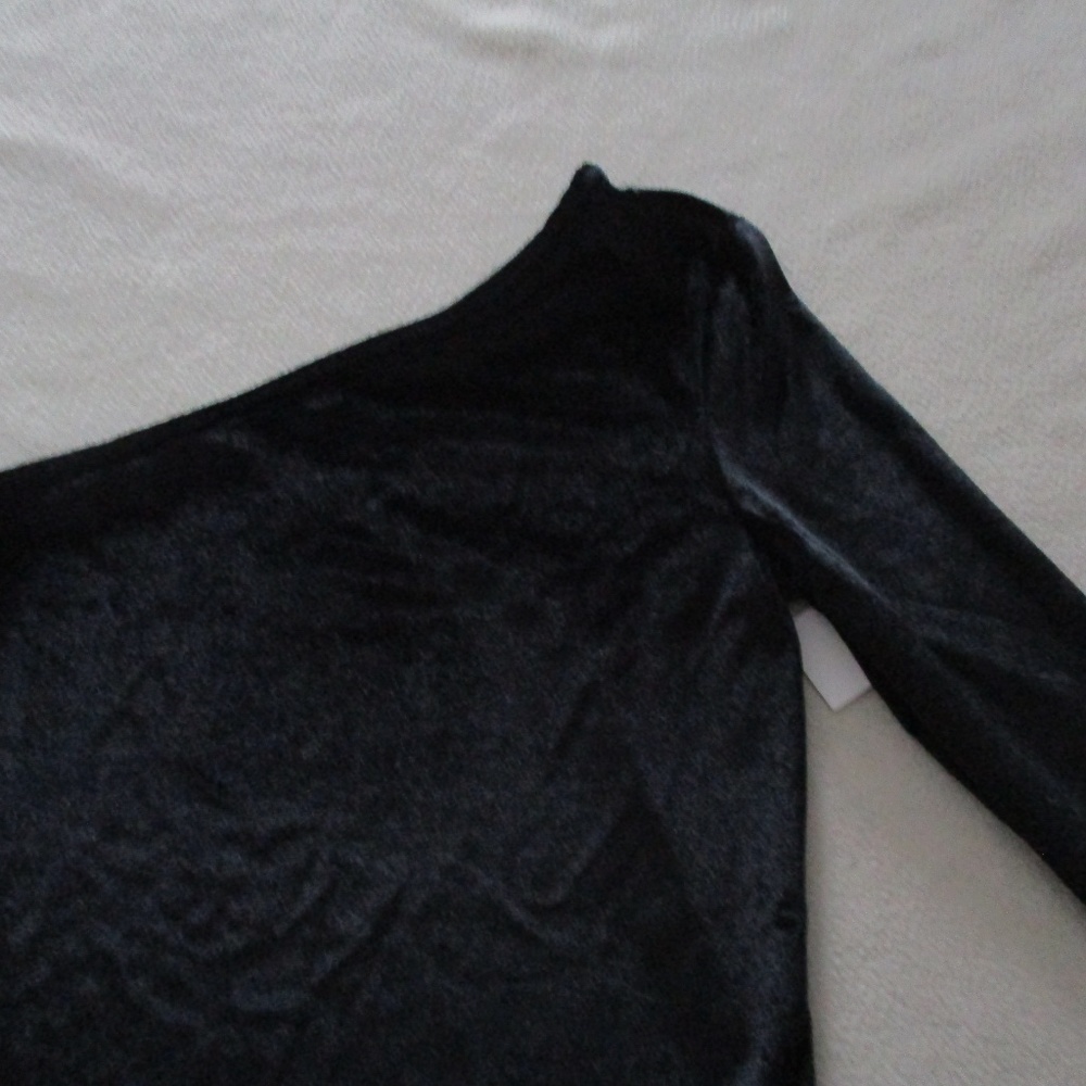 Mac & Jac Women Dress S Black One Shoulder Velour - Picture 3 of 5